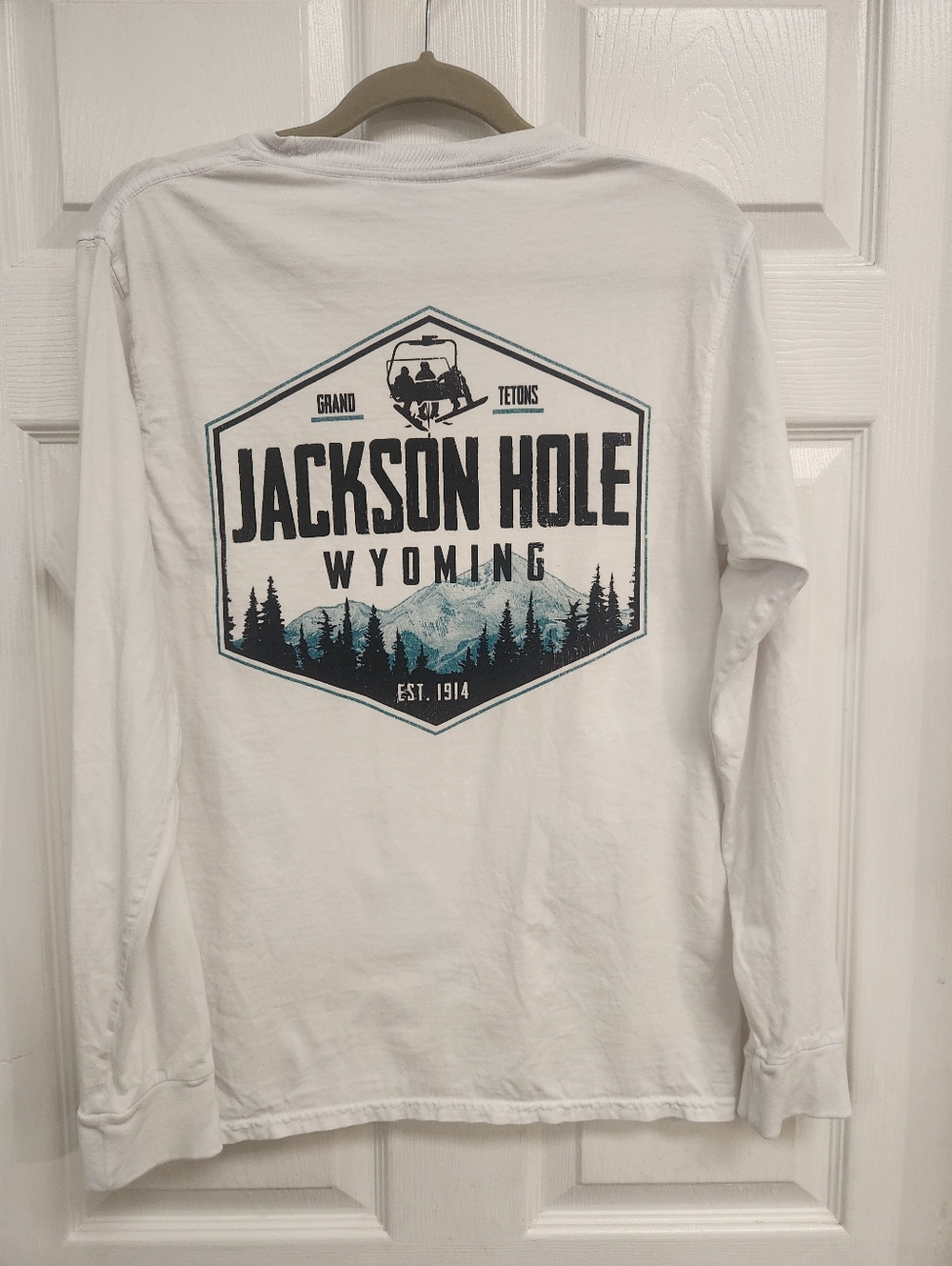 Jackson Hole Wyoming Long-Sleeve Tee - White SM